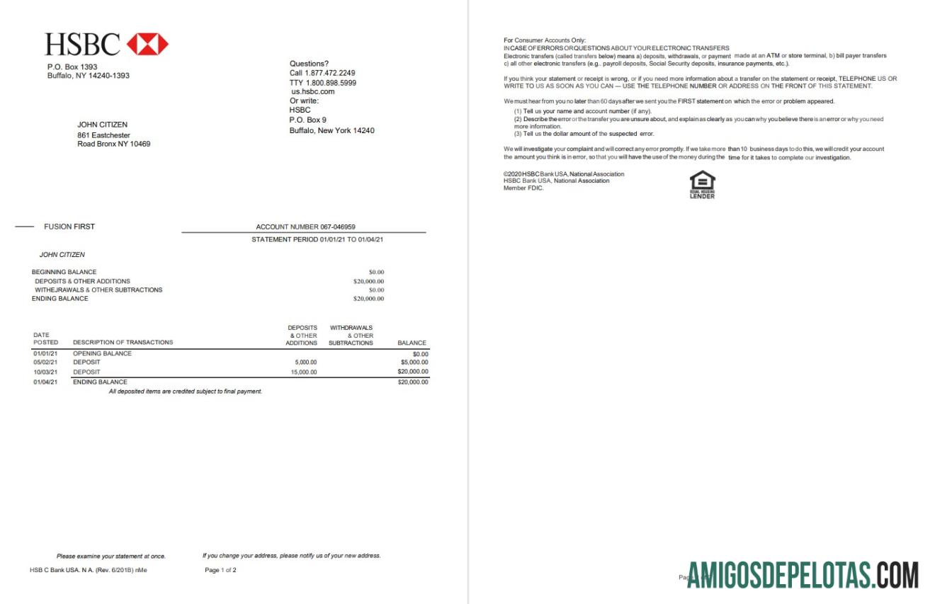 USA HSBC 2 Pages Version 2 amostra